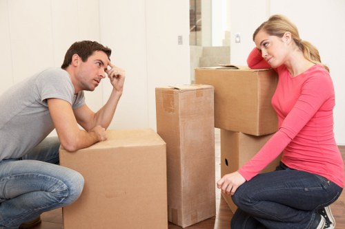 Office boxes, documents, and equipment ready for a business move